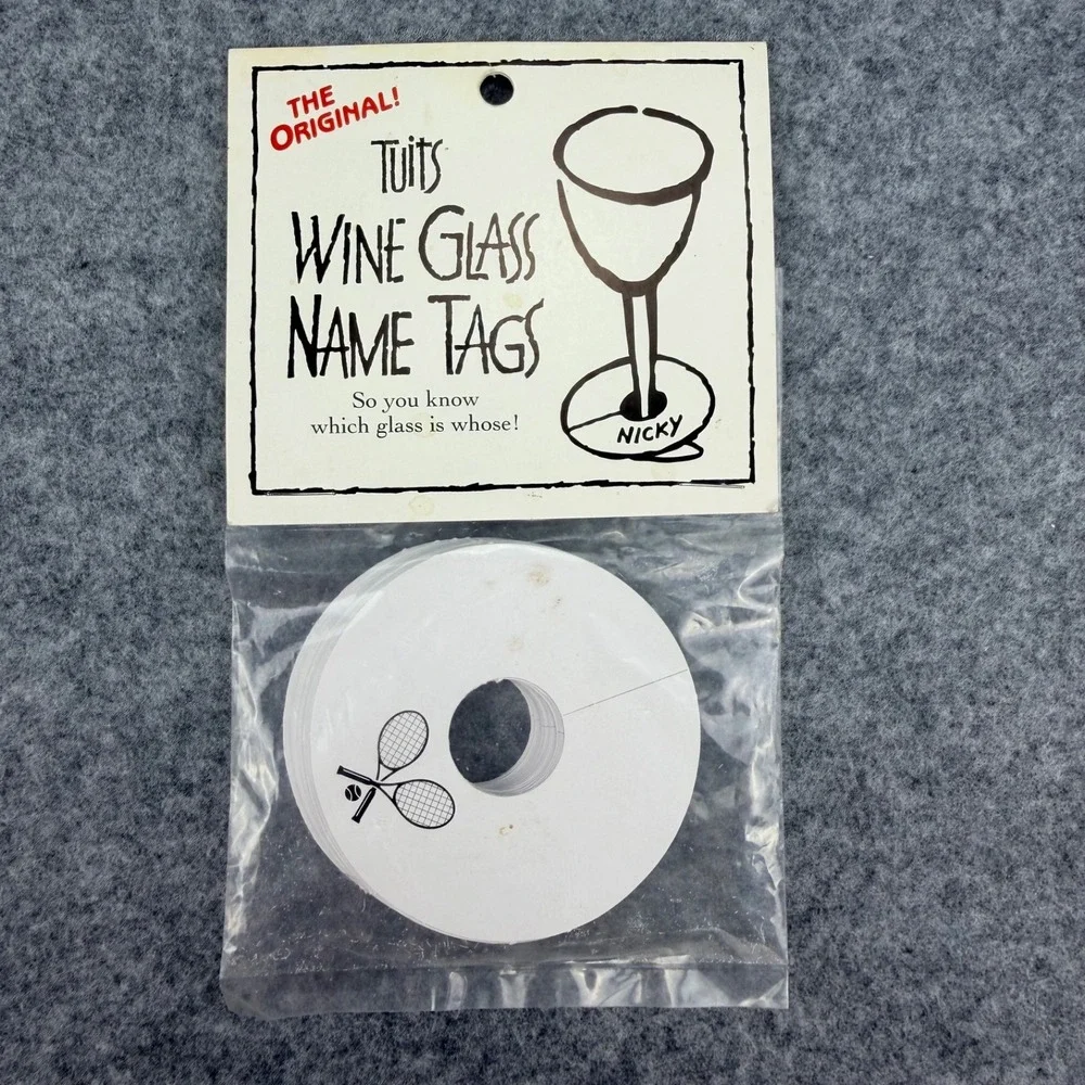 Tuits Tennis Stemware Name Tags 25 Pack Writable Wine Glass Party Markers Labels
